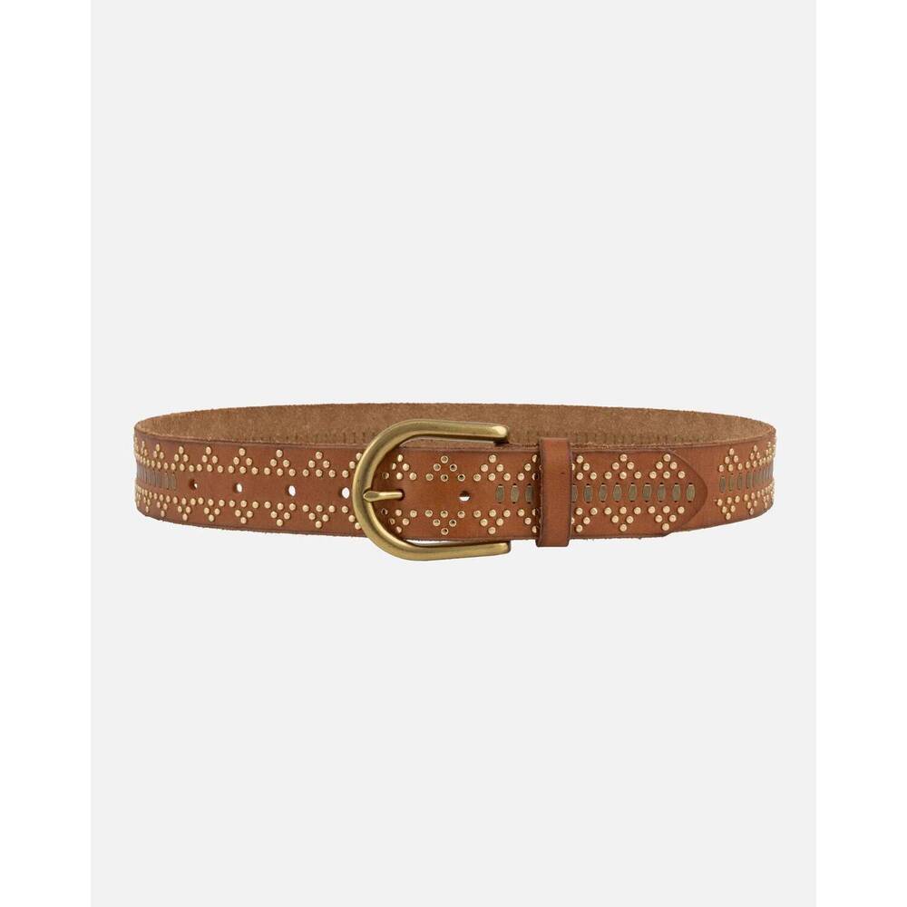 NEW AMSTERDAM HERITAGE women's elora leather studded belt in cognac